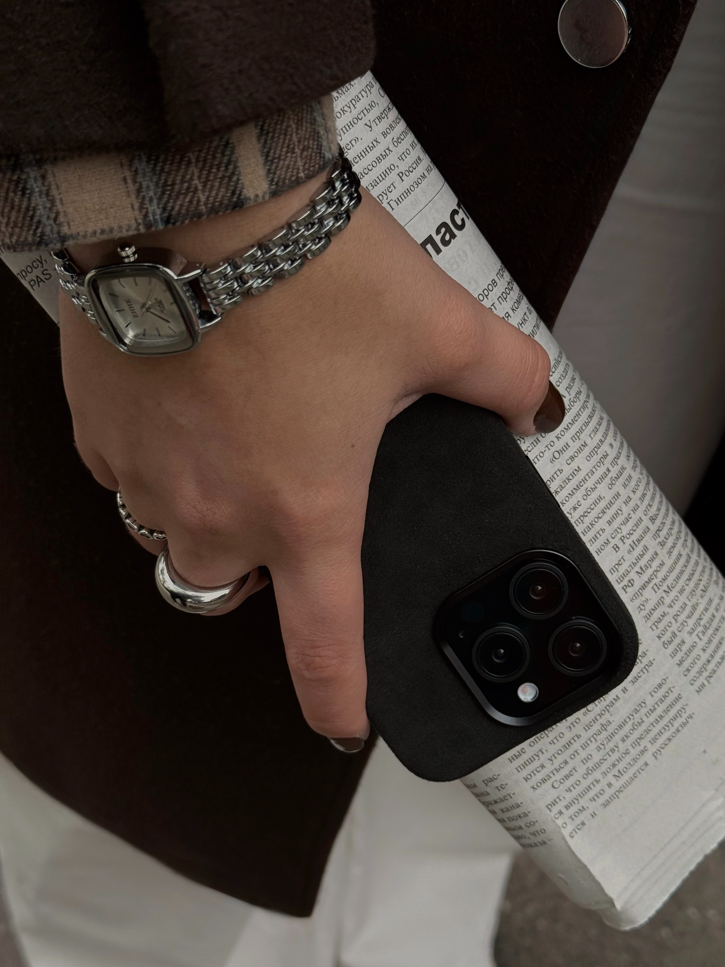 iPhone Alcantara® MagSafe Husă - Obsidian Touch - imagine 4